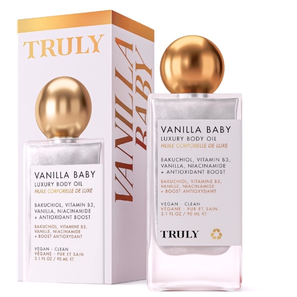 TRULY VANILLA BABY LUXURY BODY OIL! NIB! BOX NEVER OPENED! 90ML